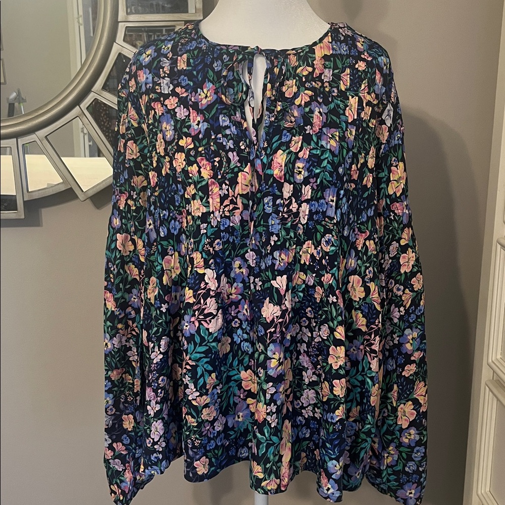 NWT Shoshanna Lara Floral keyhole tie Top size L